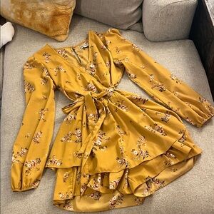 Inspired Hearts Mustard Floral Long Sleeve Romper